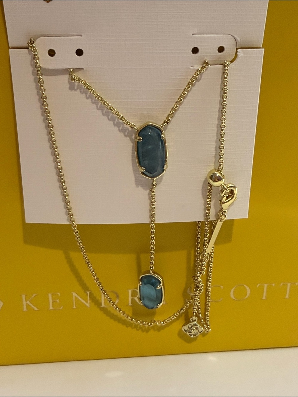 Kendra Scott Gold Necklace with Teal Blue Stones